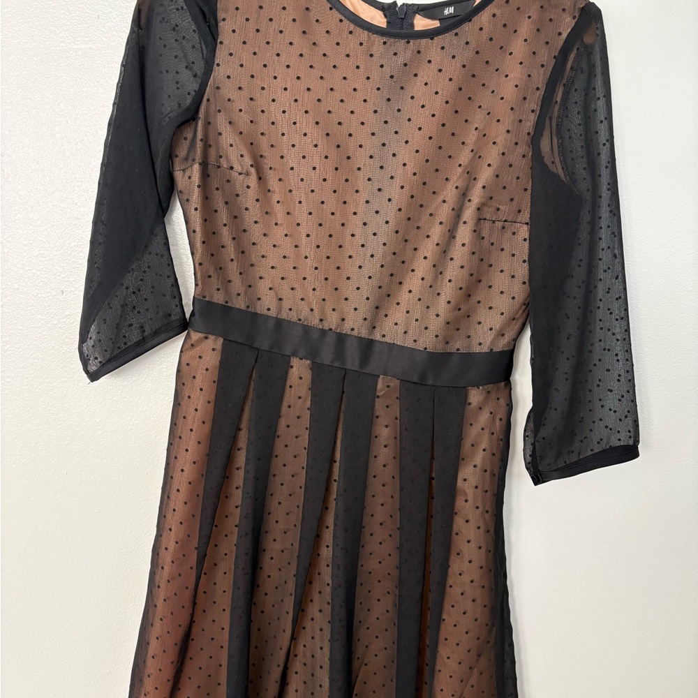 H&M Black Overlay Polka Dot Dress